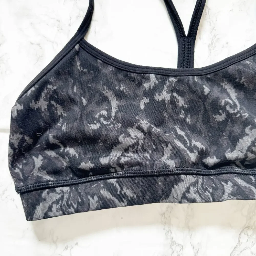 LULULEMON Flow Y Sports Bra Beautiful Baroque Black 6